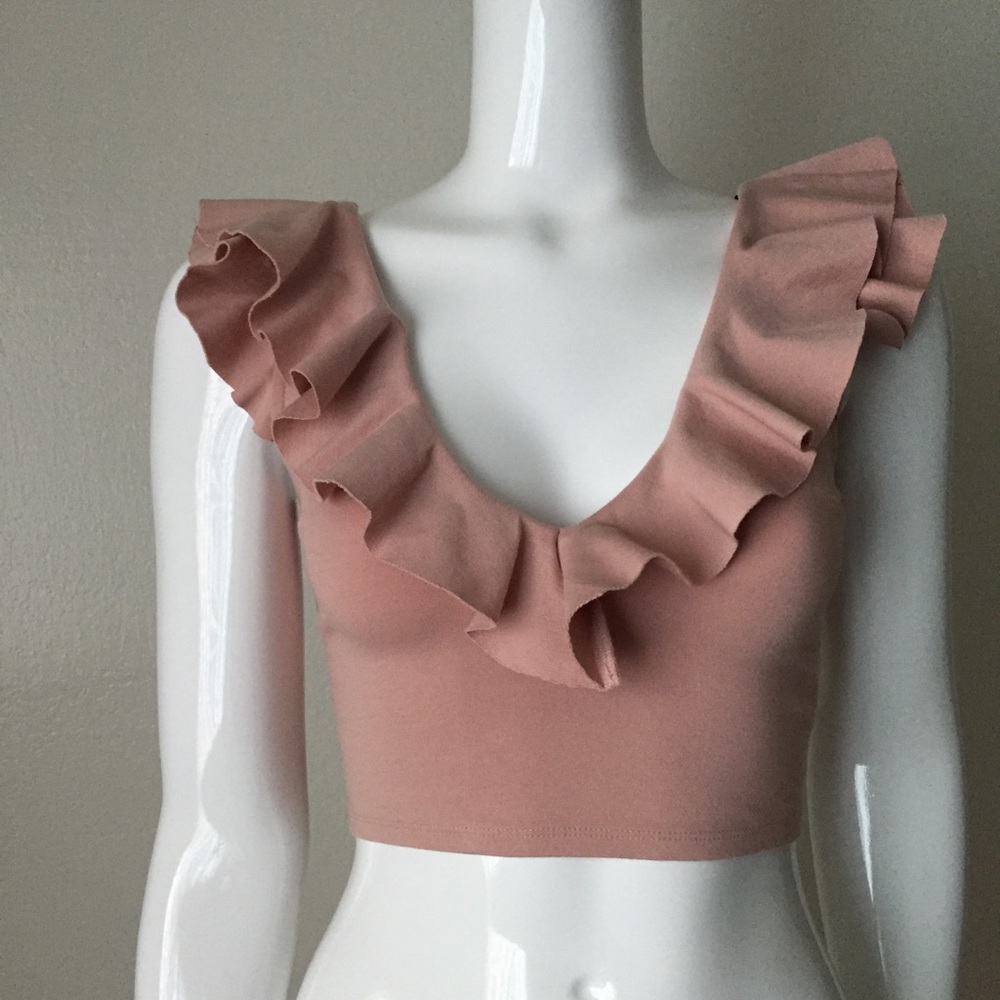 Pink ruffle crop top